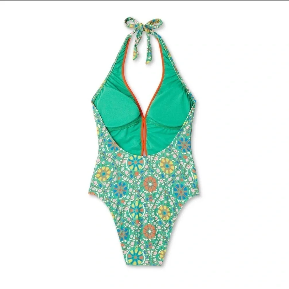 0300 - RHODE Women’s XL Green Print One Piece Swimsuit - Picture 4 of 4